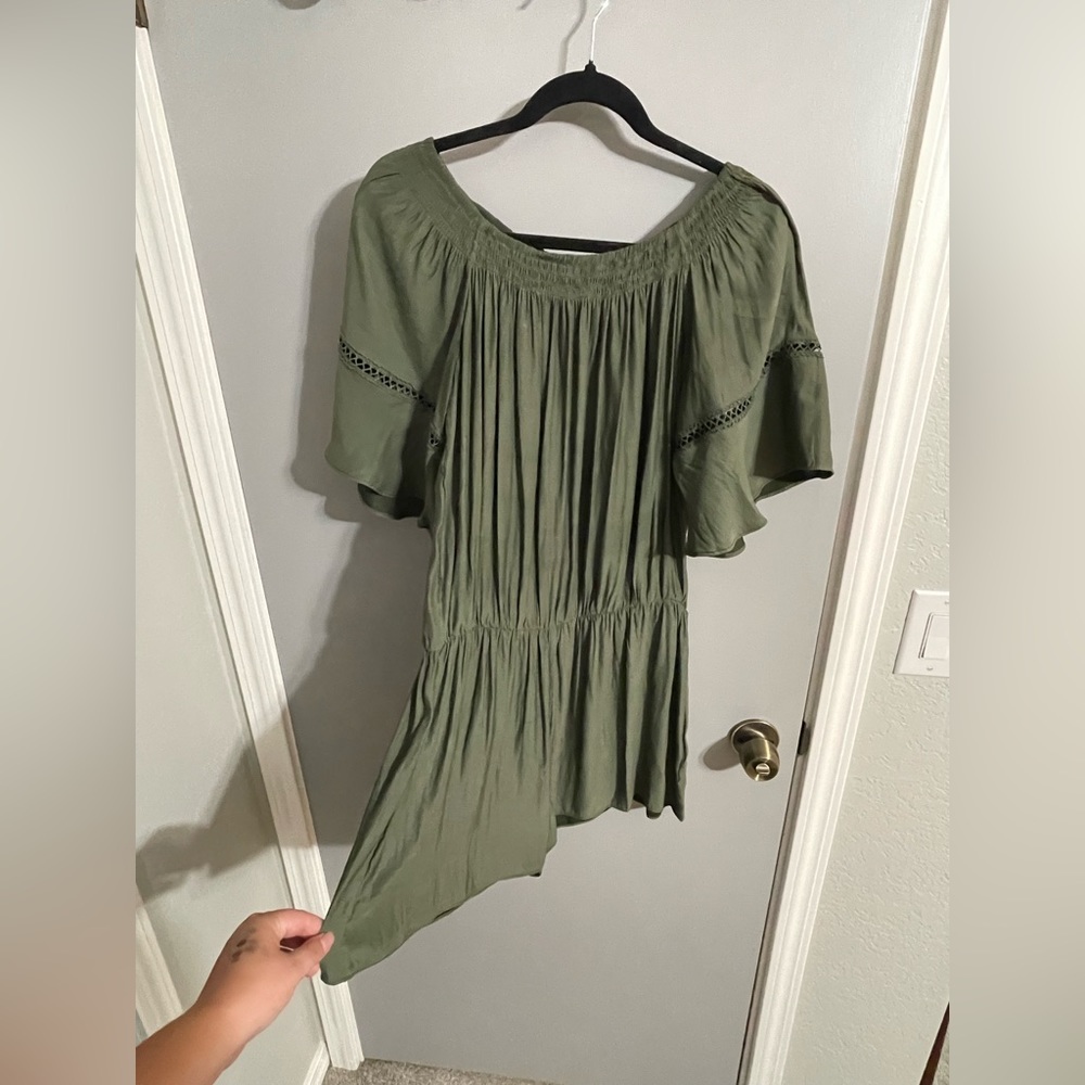 Olive Green Lulus Off the Shoulder Romper